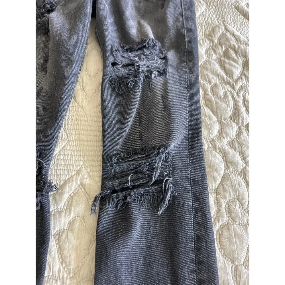 GRLFRND Karolina Jeans Women's 23 Black  Distressed Button Fly Raw‎ Hems